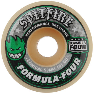 Spitfire Skateboard Wheels 53mm F4 101A Conical (Green Print) Natural