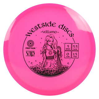 Westside Disc Golf First Run VIP Vellamo Midrange Disc 5/5.5/0/1.5 Pink/Black 177 grams