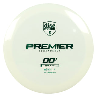 Discmania Disc Golf Premier Q-Line DD1 Distance Driver 11/6/-1/2 White/Green 172 grams