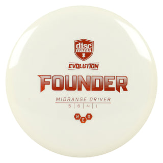 Discmania Disc Golf Evolution Neo Founder Midrange Disc 5/6/-4/1 White/Orange 176 grams