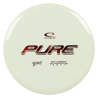 Latitude 64 Disc Golf Gold Pure Putter 3/3/-1-1 White/Red 174 grams