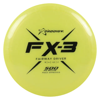 Prodigy Disc Golf 500 FX-3 Fairway Driver 9/4/-1.5/2 Yellow/Black 176 grams