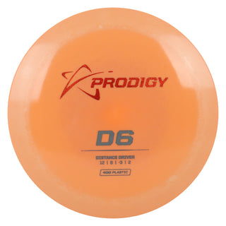 Prodigy Disc Golf 400 D6 Distance Driver 12/6/-3/2 Orange/Red Shimmer/Grey 168 grams