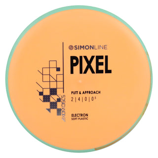 Axiom Disc Golf Simon Line Electron Soft Lizotte Pixel Putter 2/4/0/0.5 Mango/Teal Blend 173 grams