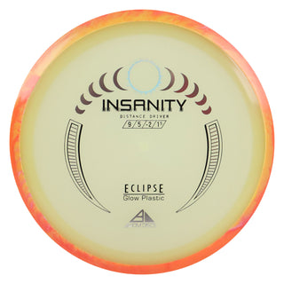 Axiom Disc Golf Eclipse Insanity Distance Driver 9/5/-2/1.5 Glow/Orange Yellow 168 grams