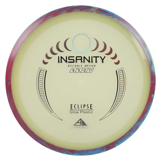 Axiom Disc Golf Eclipse Insanity Distance Driver 9/5/-2/1.5 Glow/Blue Maroon 174 grams