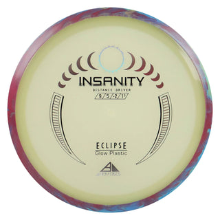 Axiom Disc Golf Eclipse Insanity Distance Driver 9/5/-2/1.5 Glow/Blue Maroon 174 grams