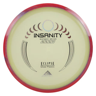 Axiom Disc Golf Eclipse Insanity Distance Driver 9/5/-2/1.5 Glow/Red Purple 172 grams