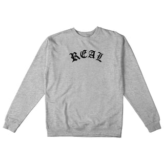 Real Skateboards Sweater Script Crew Grey Heather/Black