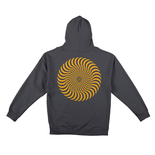 Spitfire Wheels Hoody Classic Swirl Overlay Zip Charcoal/Yellow/Red