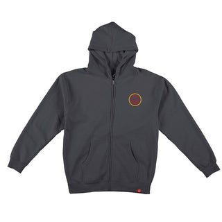 Spitfire Wheels Hoody Classic Swirl Overlay Zip Charcoal/Yellow/Red