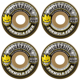 Spitfire Skateboard Wheels 53mm 99A F4 Conical with Bronson Pro G3 Bearings