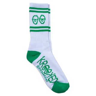 Krooked Skateboards Socks Eyes White/Green