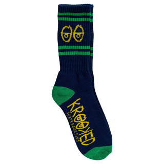 Krooked Skateboards Socks Eyes Navy/Green/Yellow