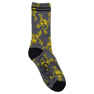 Krooked Skateboards Socks Style Charcoal/Yellow/Black