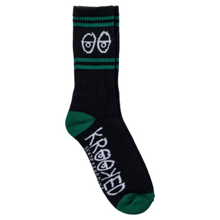 Krooked Skateboards Socks Eyes Embroidered Black/Green/Magenta