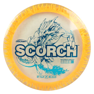 Discraft Disc Golf FuZed Line Scorch with Flame Pattern Distance Driver 11/6/-2/2 Clear with Gold Flame/Turquoise 170-172g