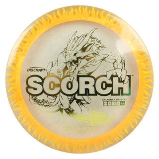Discraft Disc Golf FuZed Line Scorch with Flame Pattern Distance Driver 11/6/-2/2 Clear with Gold Flame/Gold 170-172g