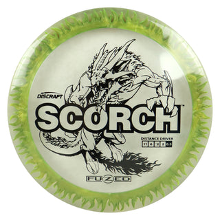 Discraft Disc Golf FuZed Line Scorch with Flame Pattern Distance Driver 11/6/-2/2 Clear with Green Flame/Black 170-172g