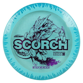 Discraft Disc Golf FuZed Line Scorch with Flame Pattern Distance Driver 11/6/-2/2 Blue with White Flame/Purple 167-169g