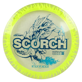 Discraft Disc Golf FuZed Line Scorch with Flame Pattern Distance Driver 11/6/-2/2 Clear with Yellow Flame/Turquoise 164-166g