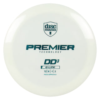 Discmania Disc Golf Premier Q-Line DD3 Distance Driver 12/6/-1/2 White/Turquoise 169 grams