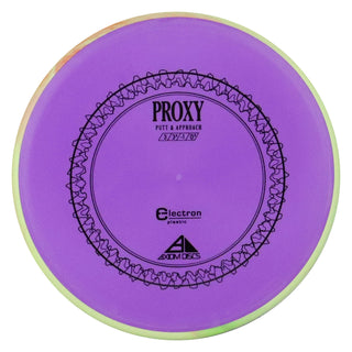 Axiom Disc Golf Electron Proxy Putter 3/3/-1/0.5 Purple/Lime Blend 169 grams