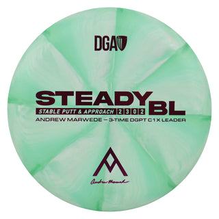 DGA Disc Golf Andrew Marwede Stone Swirl Steady BL Putter 2/3/0/2 Green/Magenta 173-174g