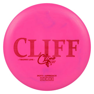 Climo Disc Golf First Run Trophy Line Cliff Putt and Approach 2/3/-1/0 Pink/Red 169g