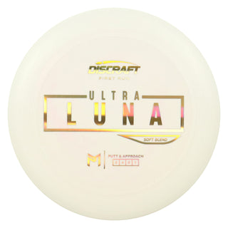 Discraft Disc Golf First Run Putter Line Soft UltraLuna Putt and Approach 3/4/0/1 White/Gold Holo 165g