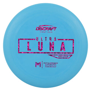 Discraft Disc Golf First Run Putter Line Hard UltraLuna Putt and Approach 3/4/0/1 Blue/Magenta Shatter 171g