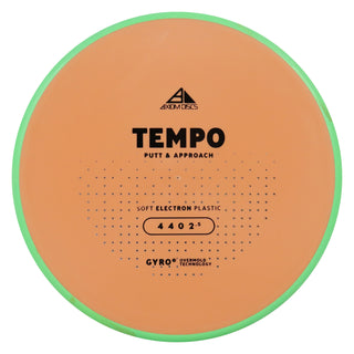 Axiom Disc Golf Electron Soft Tempo Putt and Approach 4/4/0/2.5 Orange/Green 166 grams