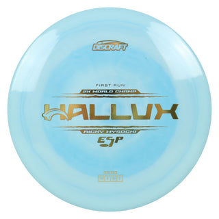 Discraft Disc Golf Ricky Wysocki First Run ESP Hallux Distance Driver 10/5/0/3 Sky Blue/Gold 173g
