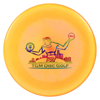 Discraft ESP Zone with TGM Disc Golf Stamp Putt and Approach Peach Mango/Rainbow lines 174g