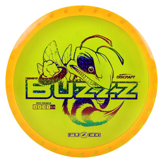 Discraft Disc Golf Fuzed Line Buzzz with Saw Pattern Midrange 5/4-1/1 Clear Orange/Rainbow Stars 175-176g