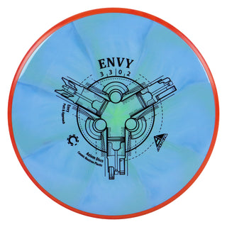 Axiom Disc Golf Cosmic Neutron Envy Putter 3/3/0/2 Slate Blue/Red Orange 172 grams