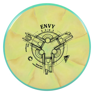 Axiom Disc Golf Cosmic Neutron Envy Putter 3/3/0/2 Dirty Yellow/Teal 172 grams