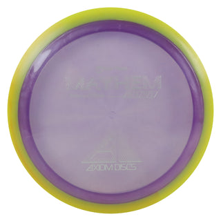 Axiom Disc Golf Proton Mayhem Distance Driver 13/5/-1.5/2 Purple/Yellow 169 grams