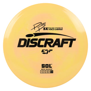 Discraft Disc Golf Paige Pierce Signature ESP Sol Midrange Disc 4/5/-3/0 Mango Peach/Black 164-166g