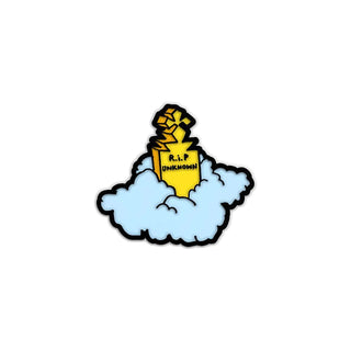 Krooked Skateboard Enamel Lapel Pin RIP Unknown Yellow/Blue 1.25"