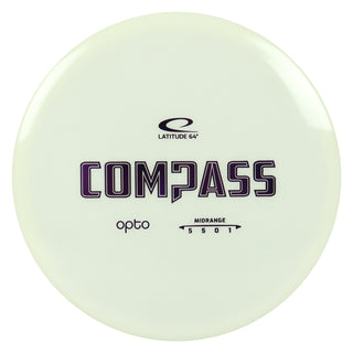 Latitude 64 Disc Golf Opto Compass Midrange 5/5/0/1 White/Purple 173 grams