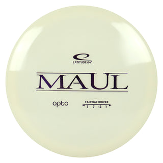 Latitude 64 Disc Golf Opto Maul Fairway Driver 7/7/-2/1 White/Purple 172 grams
