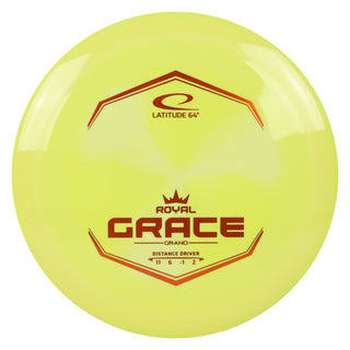 Latitude 64 Disc Golf Royal Grand Grace Distance Driver 11/6/-1/2 Yellow/Orange 173 grams