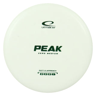 Latitude 64 Disc Golf Zero Medium Peak Putt and Approach 3/3/0/1 White/Green 175 grams