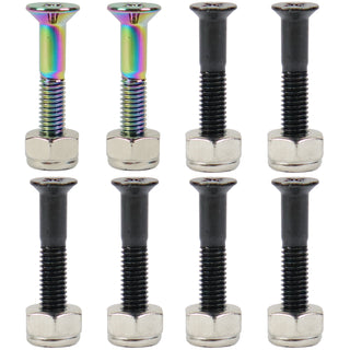 Dime Bag Skateboard Mounting Hardware 1" Phillips Black and Oil Slick Bolts / Silver Nuts
