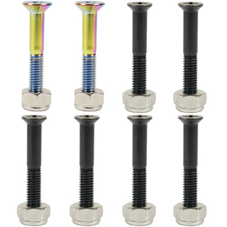 Dime Bag Skateboard Mounting Hardware 1.25" Phillips Black and Oil Slick Bolts / Silver Nuts