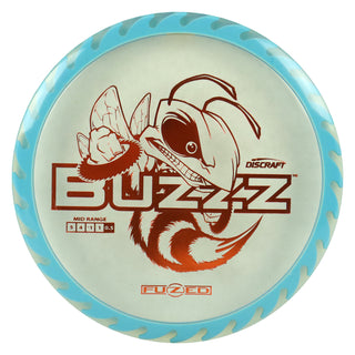 Discraft Disc Golf Fuzed Line Buzzz with Saw Pattern Midrange 5/4-1/1 Clear with Blue Saw/Orange 175-176g