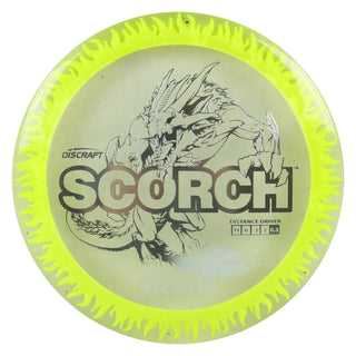 Discraft Disc Golf FuZed Line Scorch with Flame Pattern Distance Driver 11/6/-2/2 Clear with Yellow Flame/Silver 167-169g