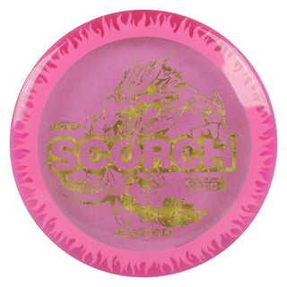 Discraft Disc Golf FuZed Line Scorch with Flame Pattern Distance Driver 11/6/-2/2 Pink with White Flame/Gold Stars 167-169g