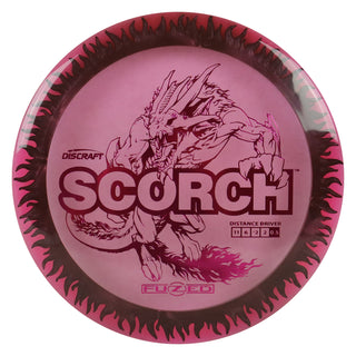 Discraft Disc Golf FuZed Line Scorch with Flame Pattern Distance Driver 11/6/-2/2 Red with Black Flame/Magenta 164-166g